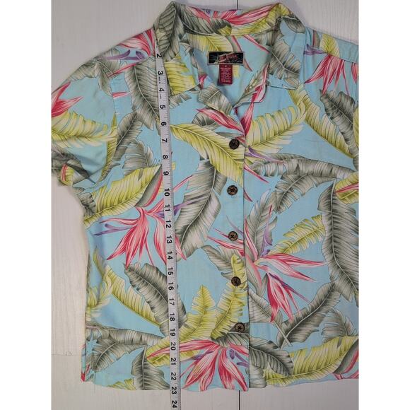 La Cabana Hawaiian Shirt Men’s M Blue Floral Rayon Button Down Tropical - Picture 8 of 10